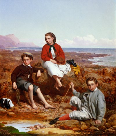 Florence, Arthur und Charles Moore an einem Meeresufer, 1868 von William Crosby